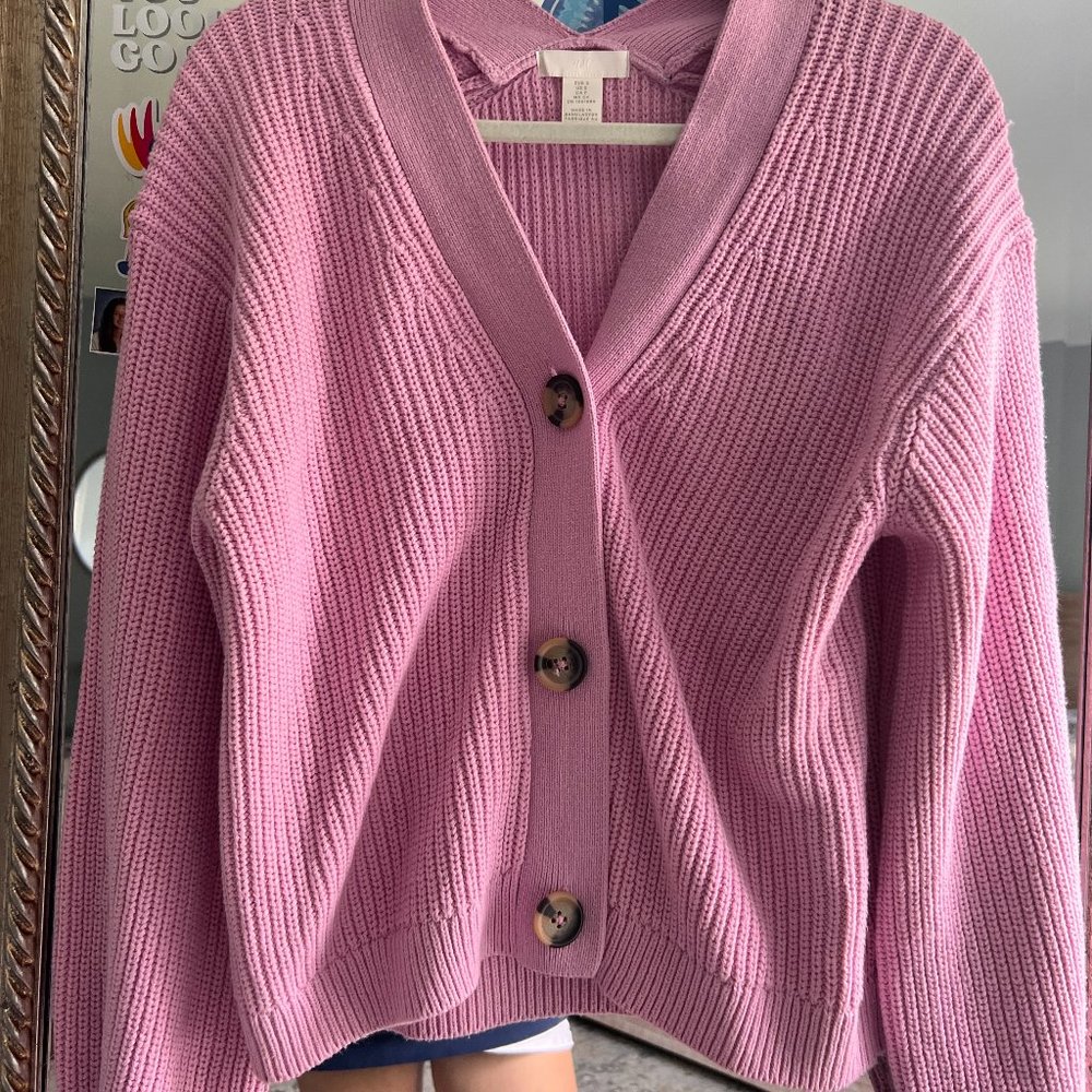 Chunky pink cardigan